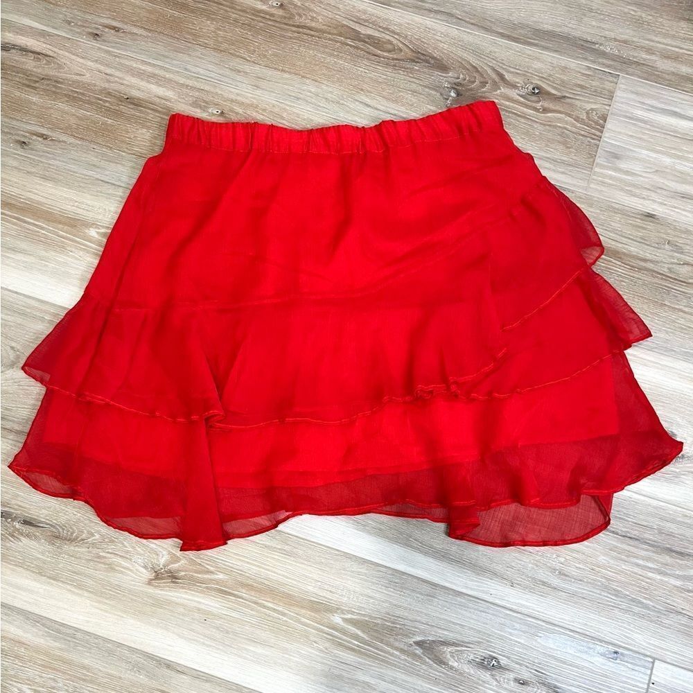 ELOQUII Women’s Red Tiered Ruffle Skirt Size 14